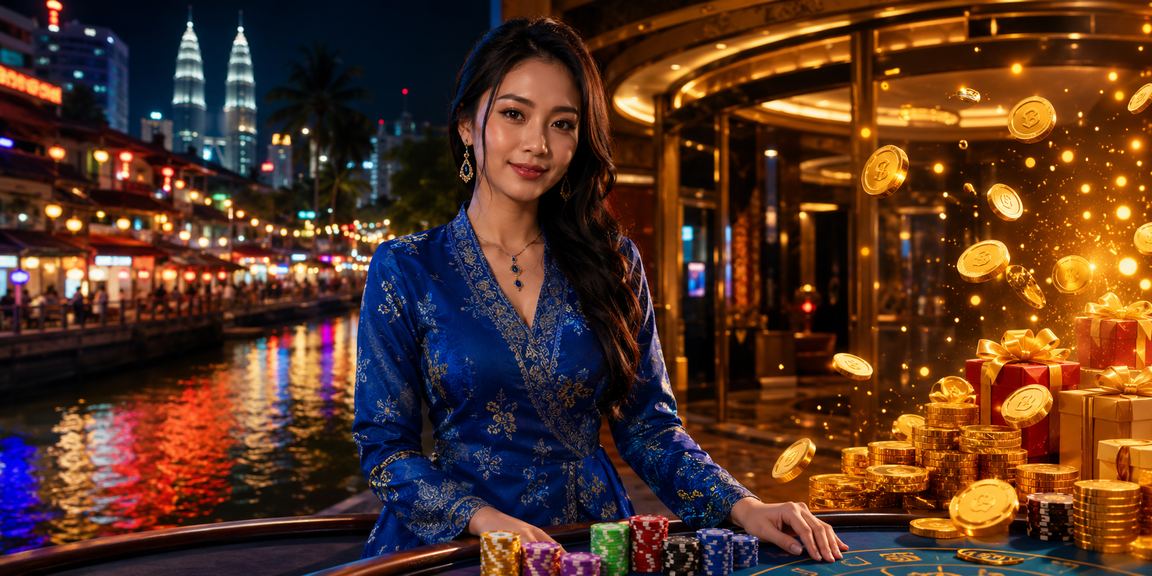 Pengguna wanita Malaysia dalam pakaian baju kurung mengakses platform taruhan